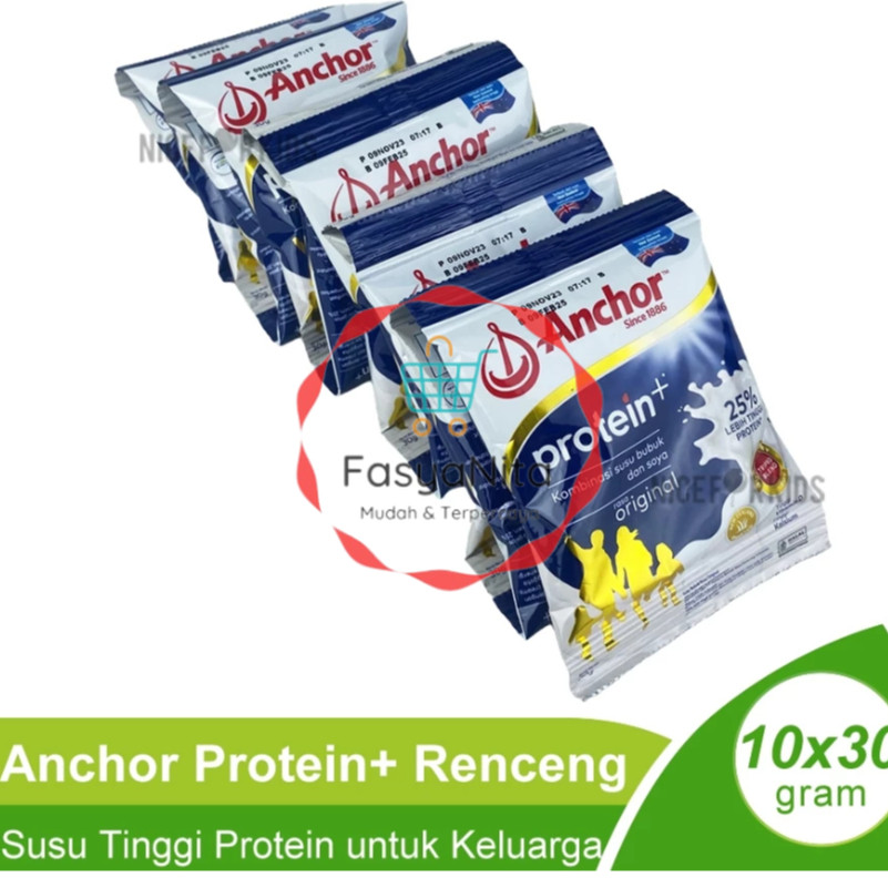 

Anchor Protein+ Renceng Isi 10x30gr Susu Bubuk Tinggi Protein Susu Keluarga - Fasyanita Denpasar