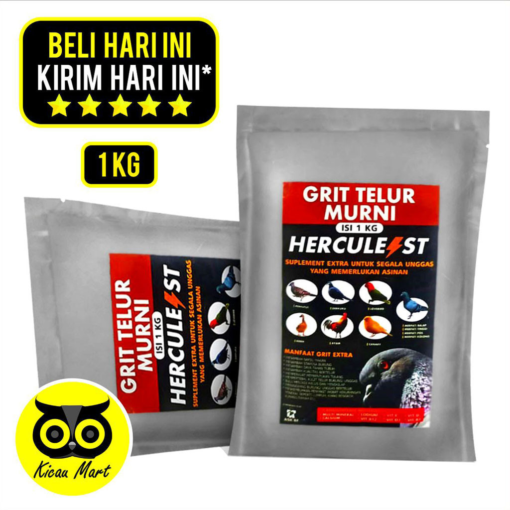 KICAU MART Grit Merpati Asinan Cangkang Telur Murni 1 Kg Pakan Burung Merpati Balap Tinggian Kolonga