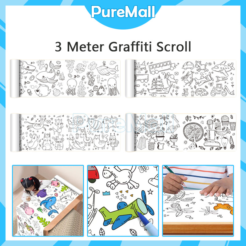 

3 Meter Graffiti Scroll Kertas Mewarnai Jumbo Anak Kertas Mewarnai