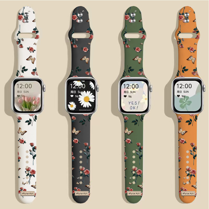 Pola mawar Silicone Strap untuk Huawei band 5 6 7 8 9 watch fit 2 3 5 wath gt 4 5 smartwatch strap P