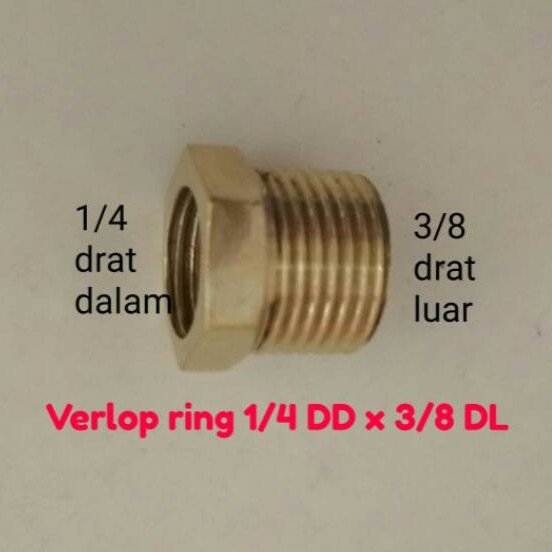 Verlop Ring - Flugring - Dobel Sok Drat Dalam 1/4 x 3/8 Drat Luar