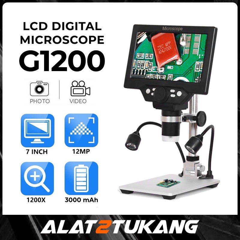 KKMOON Mikroskop Digital 12MP 1200X Monitor & Metal Stand Digital Microscope G1200