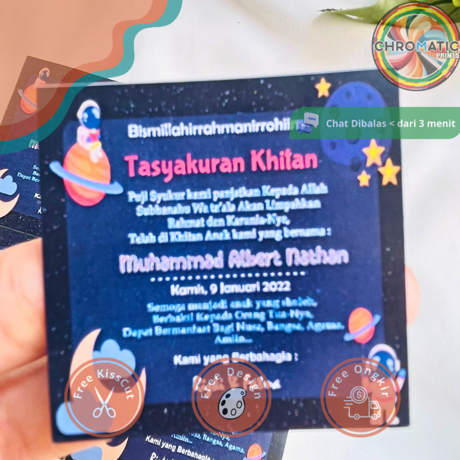 

chromatic 12-15 Cetak stiker syukuran khitan kotak tasyakuran walimatul khitanan custom unik
