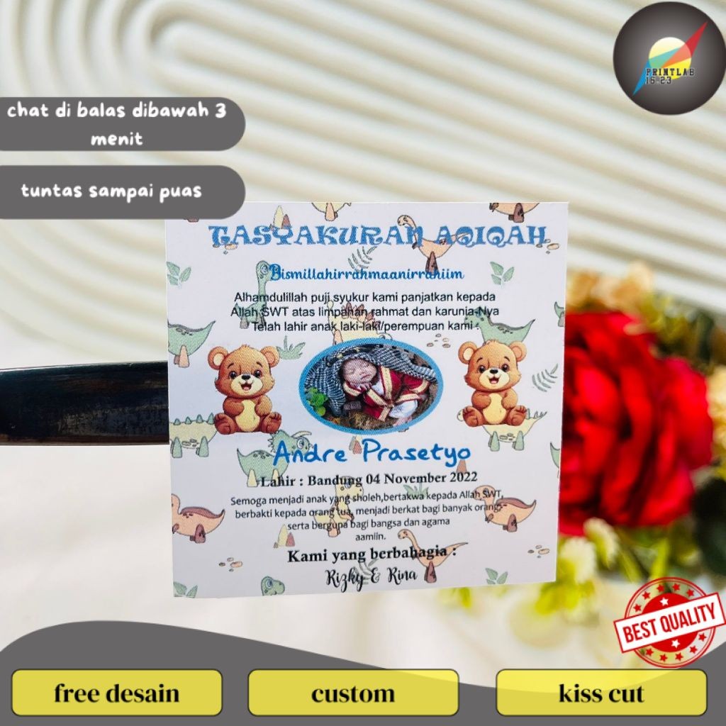 

PrintLab 5-8 Sticker Sykuran Tasyakuran Aqiqah Bayi Stiker Acara Aqiqah Anak Bentuk Kotak Uk.Sedang