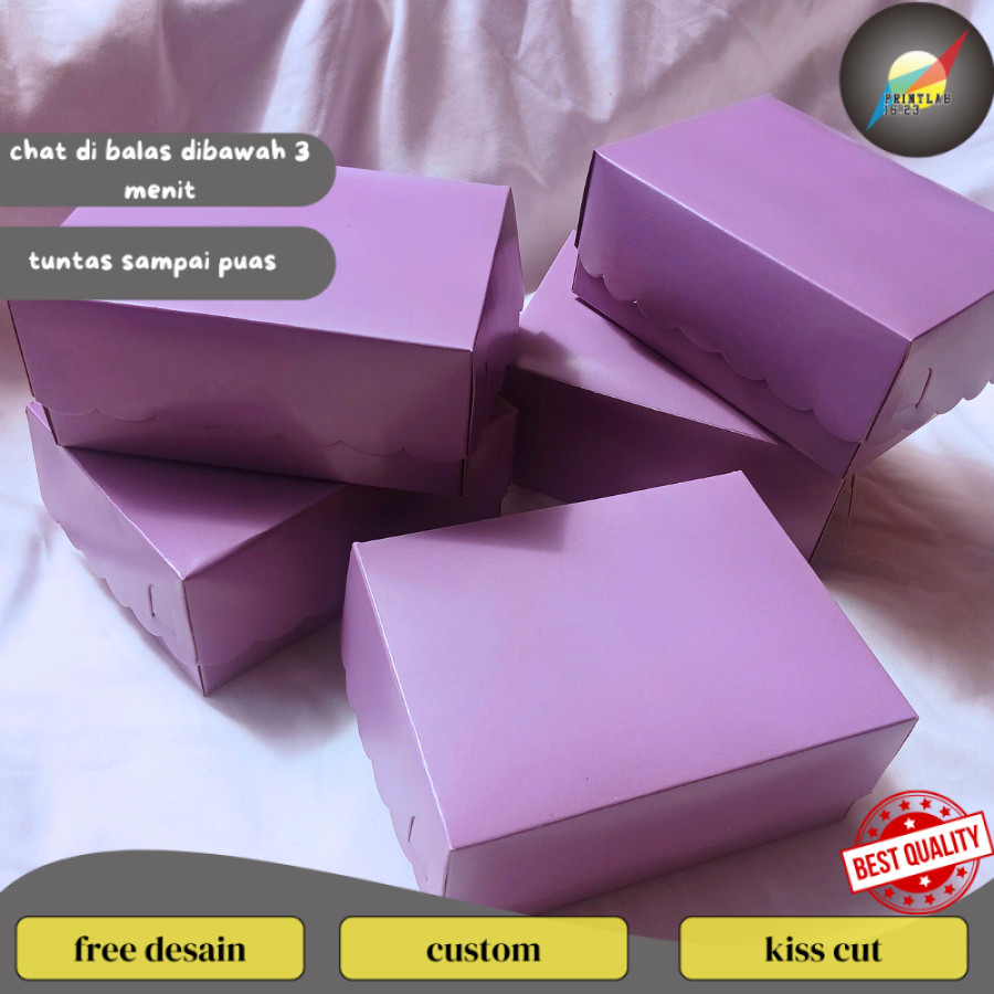 

PrintLab kotak kardus Ungu 12x 16 cm Kotak kardus Kue Snack Box