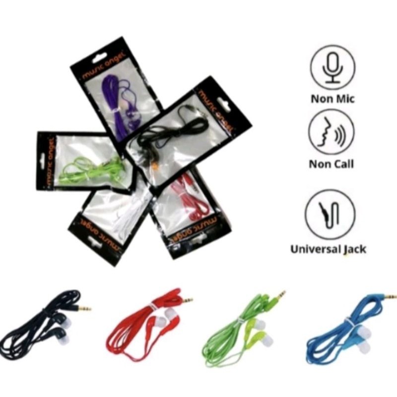 Headset Music angel Biasa Hf Music Angel Handsfree Music Kabel Non mic Plastik murah