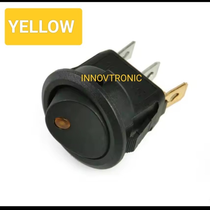 Car Switch / Saklar Toggle Rocker Bulat LED 3pin 12V Red Green Blue Yellow Mata Kucing