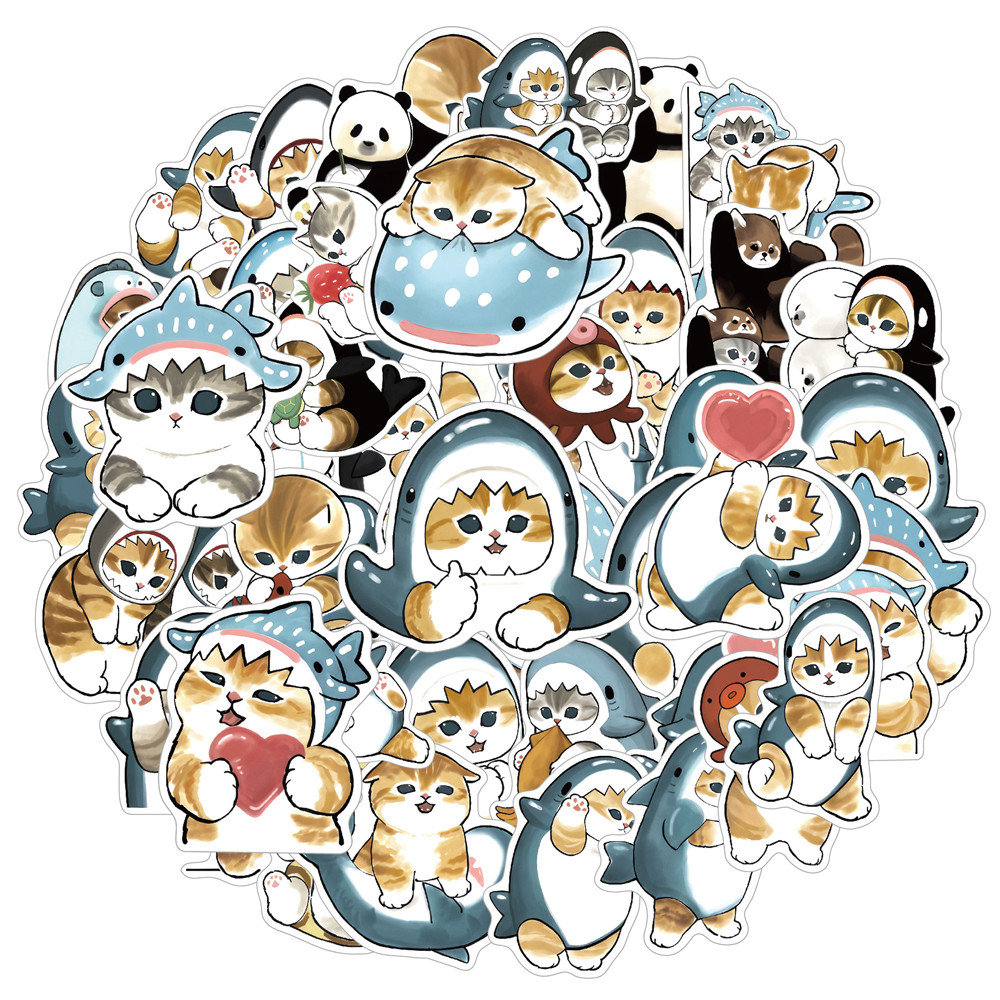 

10/30/50pcs Funny Kawaii Cat Aesthetic Stickers Cute Cartoon Decal Notebook Laptop Water Bottle Phone Decoration Sticker Kid Toy