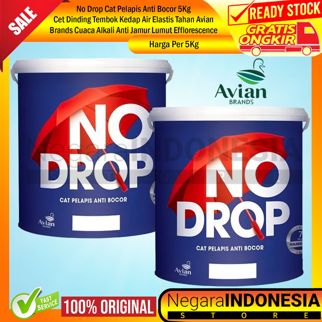 Avian Brands No Drop 5Kg Cet Dinding Elastis Cat Pelapis Tembok Kedap Air Anti Bocor Perlindungan 4 