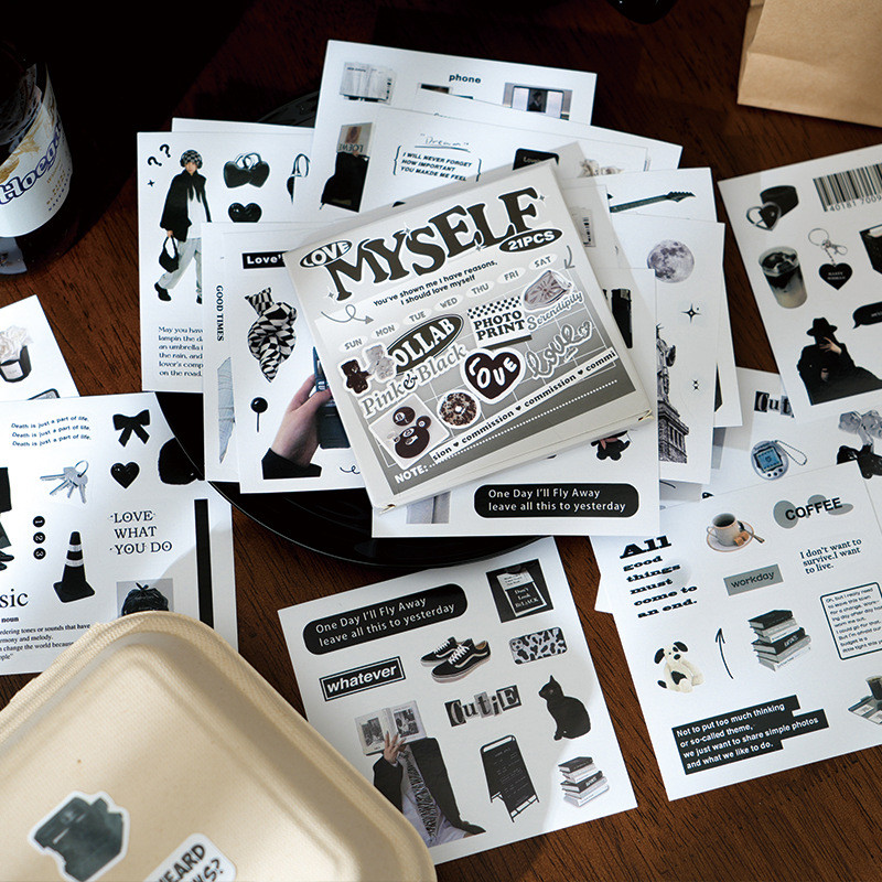 

21 pcs INS Korean sticker Decorative Stick Labels Hand Account Diary Album Scrapbooking accessories Craft Supplies