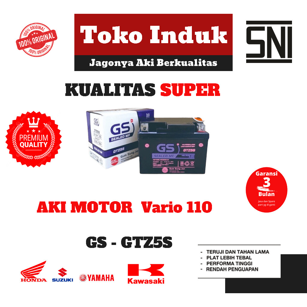 Aki Motor Honda  - Accu Motor Honda Vario 110 Semua Tipe (FI & Karbu)