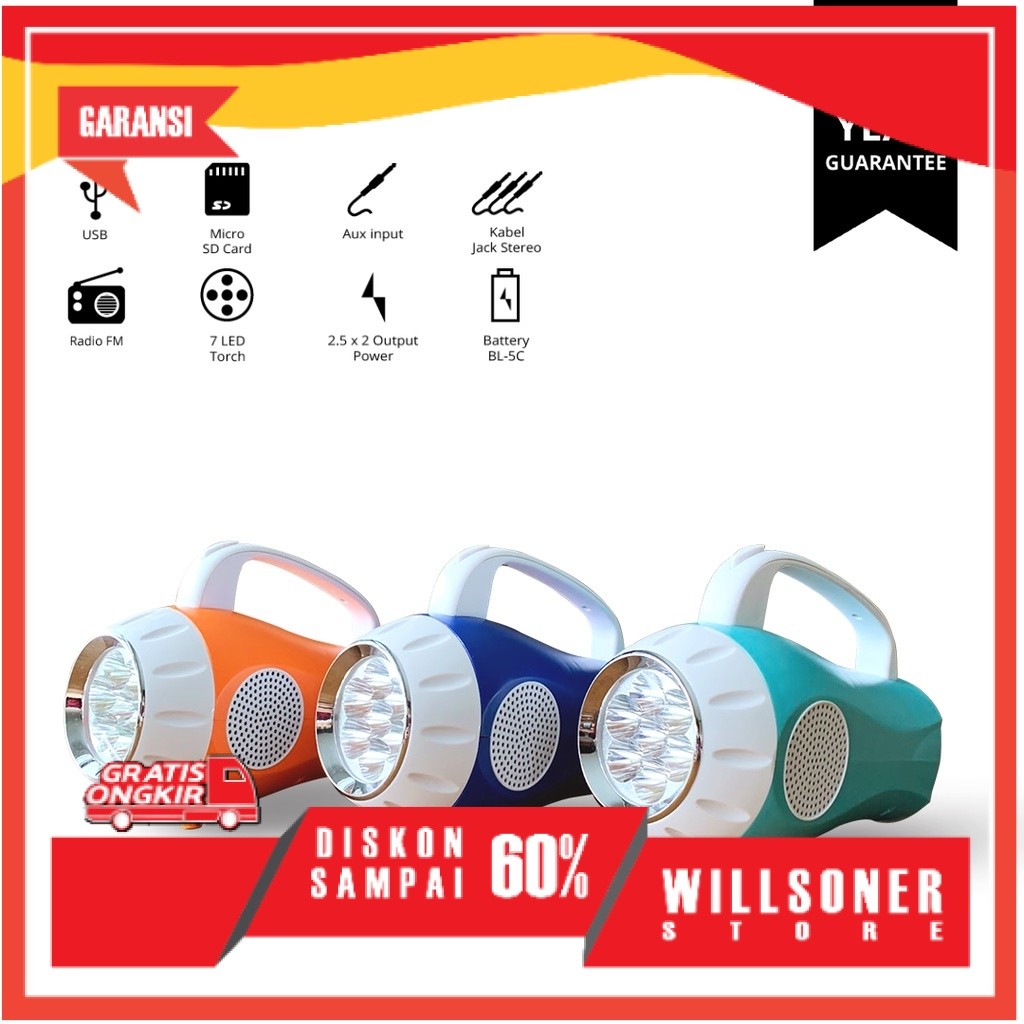 Asatron R-938 L USB Speaker + Senter