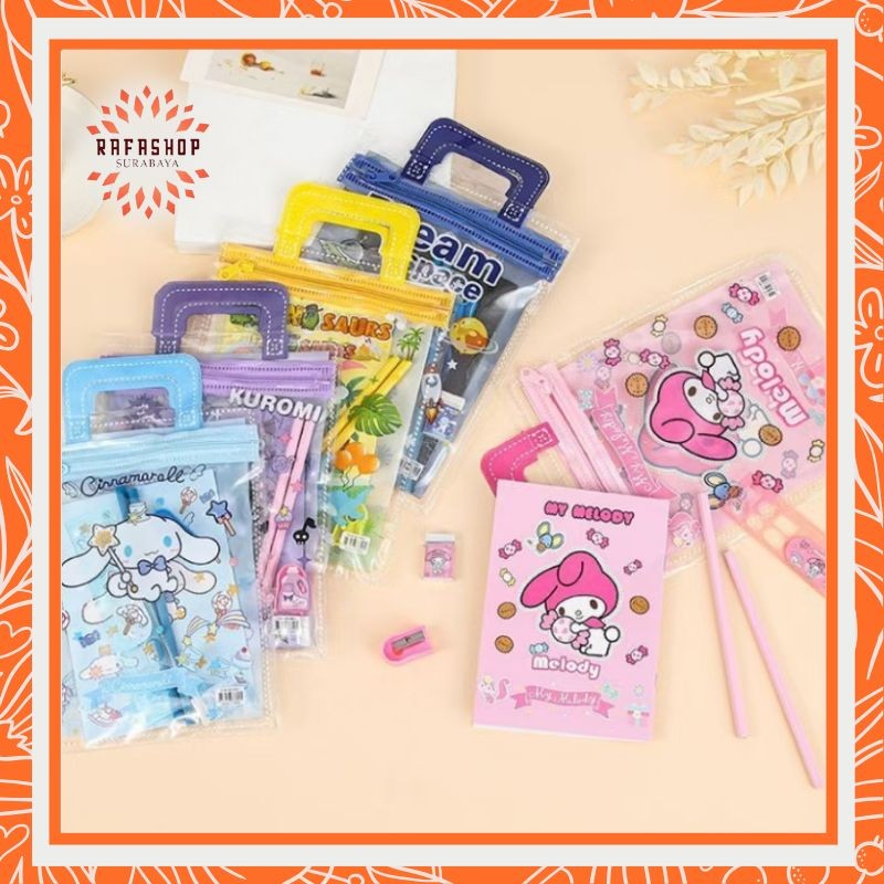 

HOME073 ALAT TULIS SATU SET 6 IN 1 SET STATIONARY SEKOLAH KARAKTER KARTUN KUROMI MURAH LUCU POUCH HADIAH ANAK