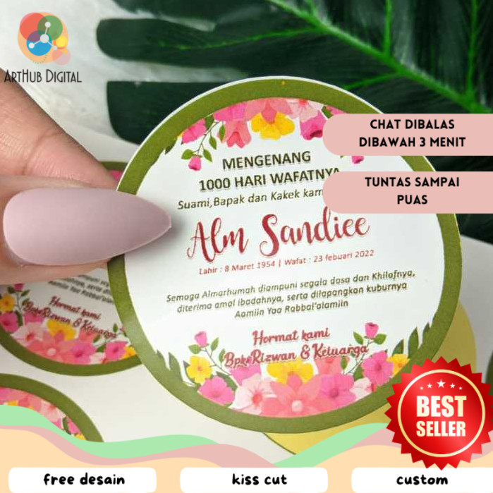 

AHD Print Cetak Sticker Mengenang Bulat Stiker Tahlil Wafat Chromo 7 40 100 1000 Hari Bandung