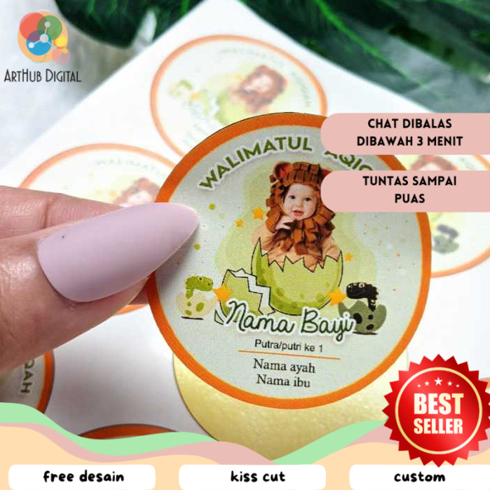 

AHD Stiker Bulat Label Tasyakuran Aqiqah Bayi Sticker Nama Anak Ucapan Kelahiran Akikah Kecil