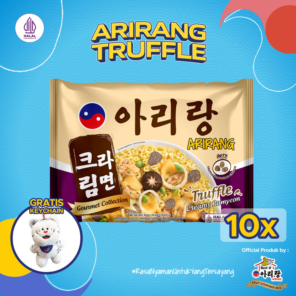 

10 Pcs Arirang Mie Instan Goreng Rasa Truffle Creamy Ramyeon 135g Free Keychain