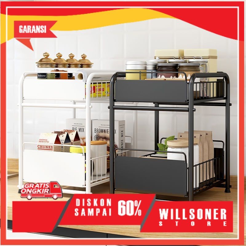 Rak dapur Bawah Wastafel Rak panci Rak kolong dapur Rak lemari dapur Rak Susun Serbaguna