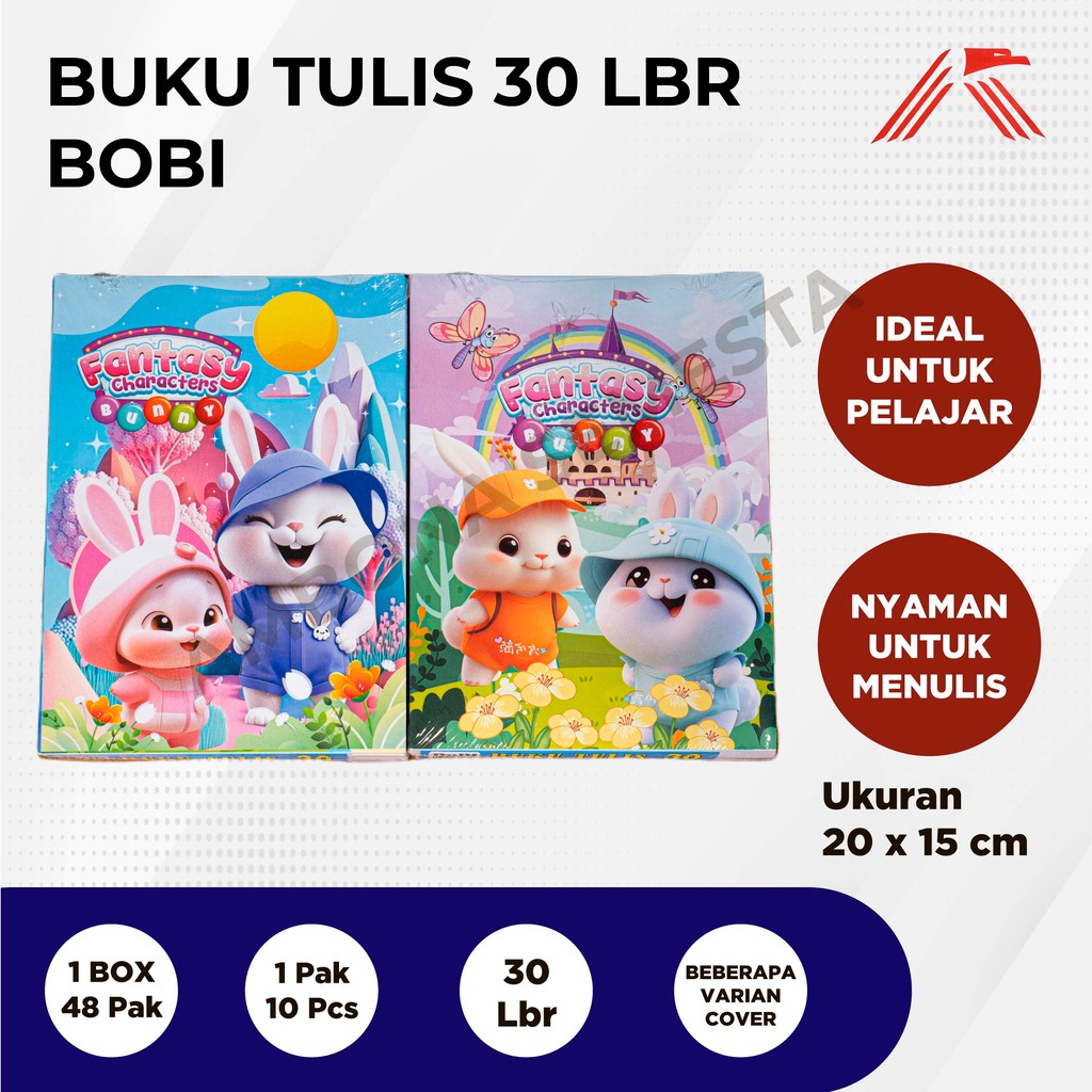 

Buku Tulis Bobi isi 30 Lbr @10 Pcs
