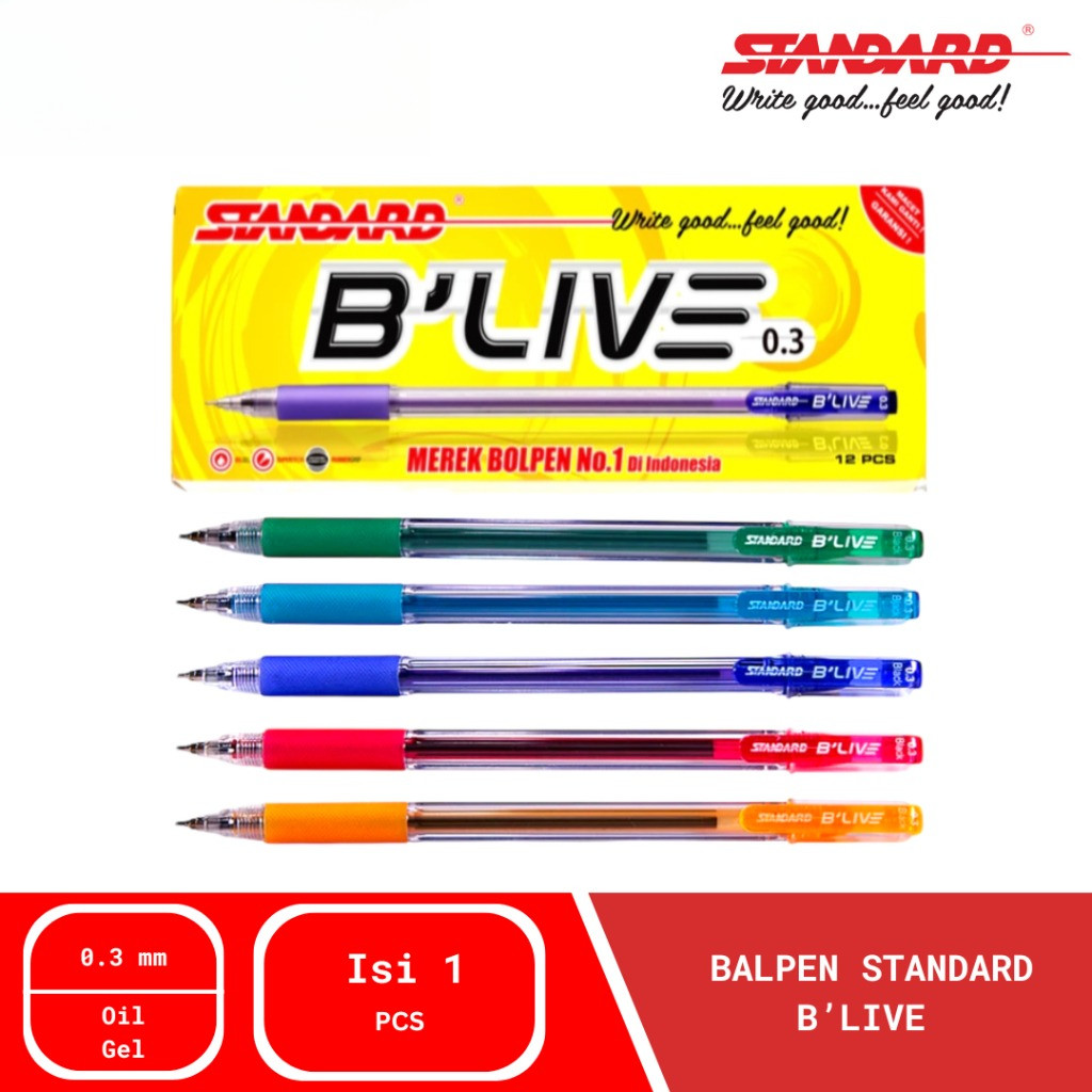 

STANDARD Bolpoin Pulpen Ballpoint Semi Gel Pen Pena BLIVE B'LIVE B LIVE 0.3 mm (1 PCS)