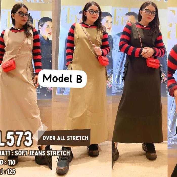 Inara overall midi cargo soft jeans Polos - GREY, ALL SIZE