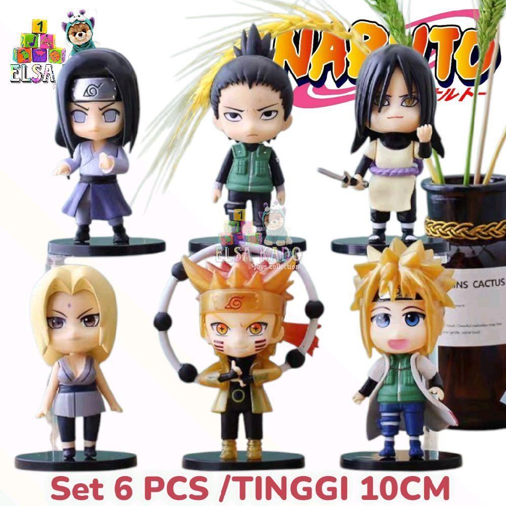 Action Figure Naruto Set 6 Chibi Tinggi 10cm Karakter Orochimaru / Neji Hyuga / Tsunade / Minato / S