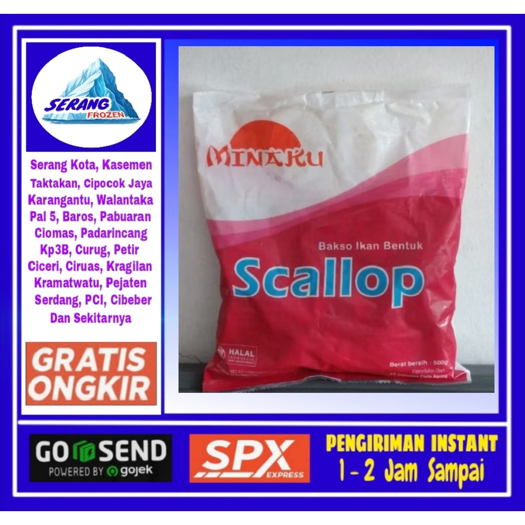 

Minaku Scallop 500gr, bakso ikan scallop,Serang Frozen