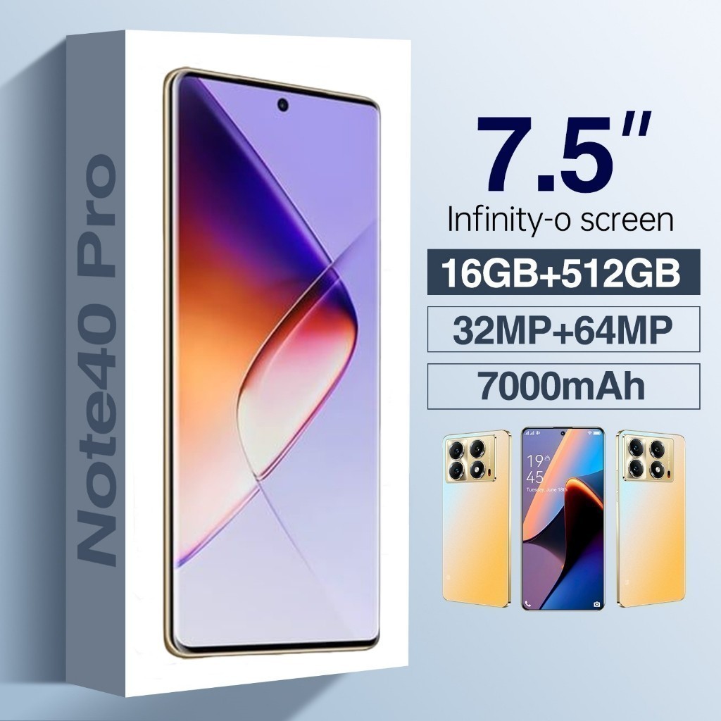 2025 Baru HP Note 40 Pro 16GB+512GB HD Handphone 7.5inci Dual Card SIM Garansi Resmi Cuci Gudang  5G