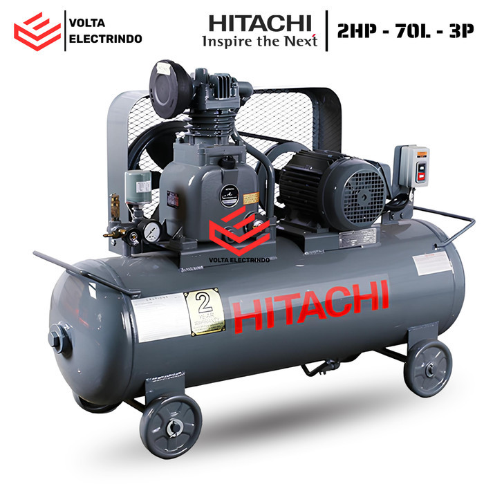 Hitachi Kompresor Angin Listrik 2 Hp 70 Liter 3 Phase Air Compressor Automatic ORIGINAL HITACHI 1.5P