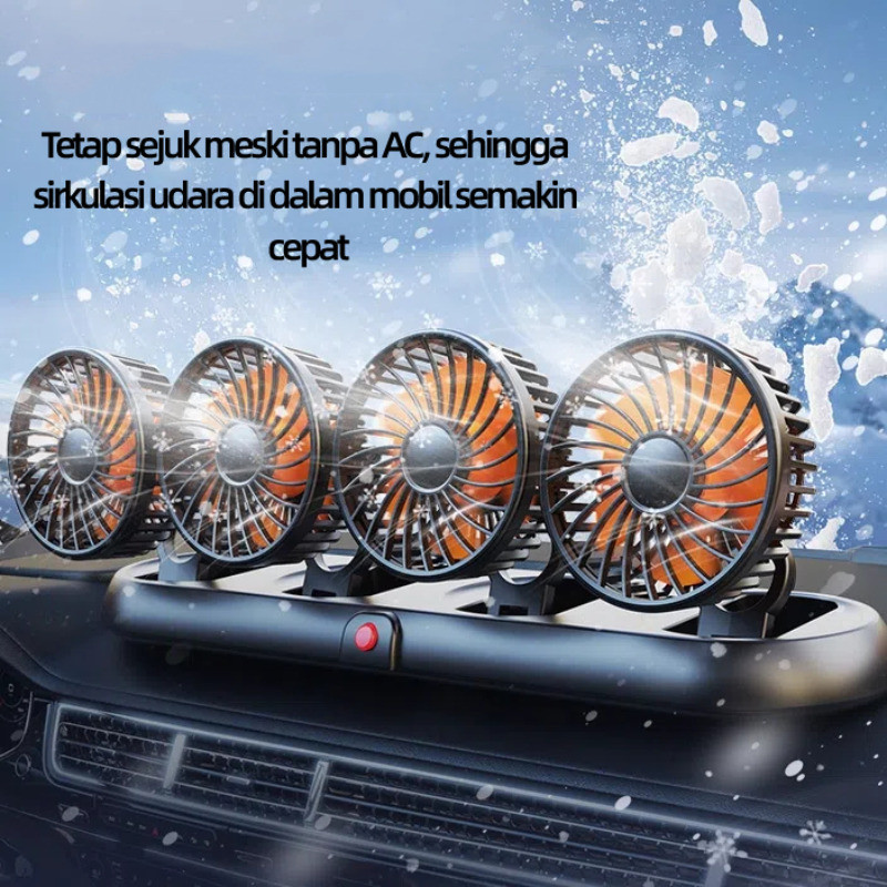 【Local Delivery 】Kipas Angin Mobil  Disesuaikan 360° 3/4 Kepala 24V USB Charger Jumbo Portable Pendi