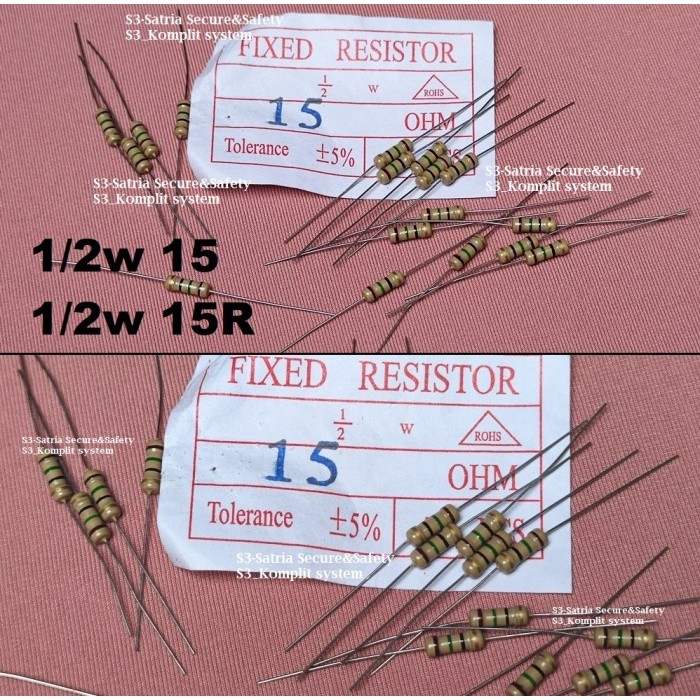 setengah Resistor 1/2w 15R 15 OHM 15Rohm 0.5W R ½ W 15ohm