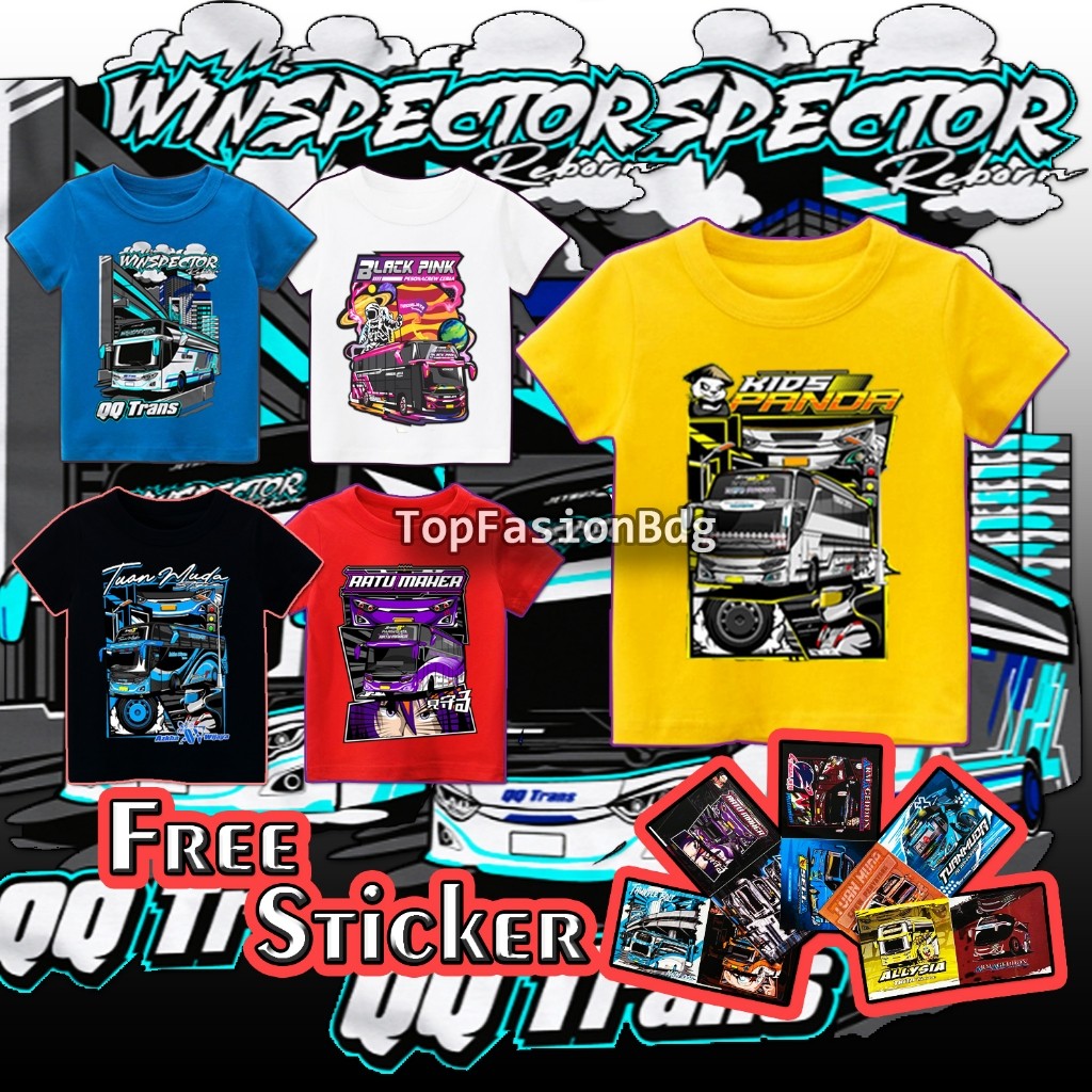 TOP Baju Anak Bus KidaPanda Kaos Vektor Bus Anak 1-12 Tahun - COD