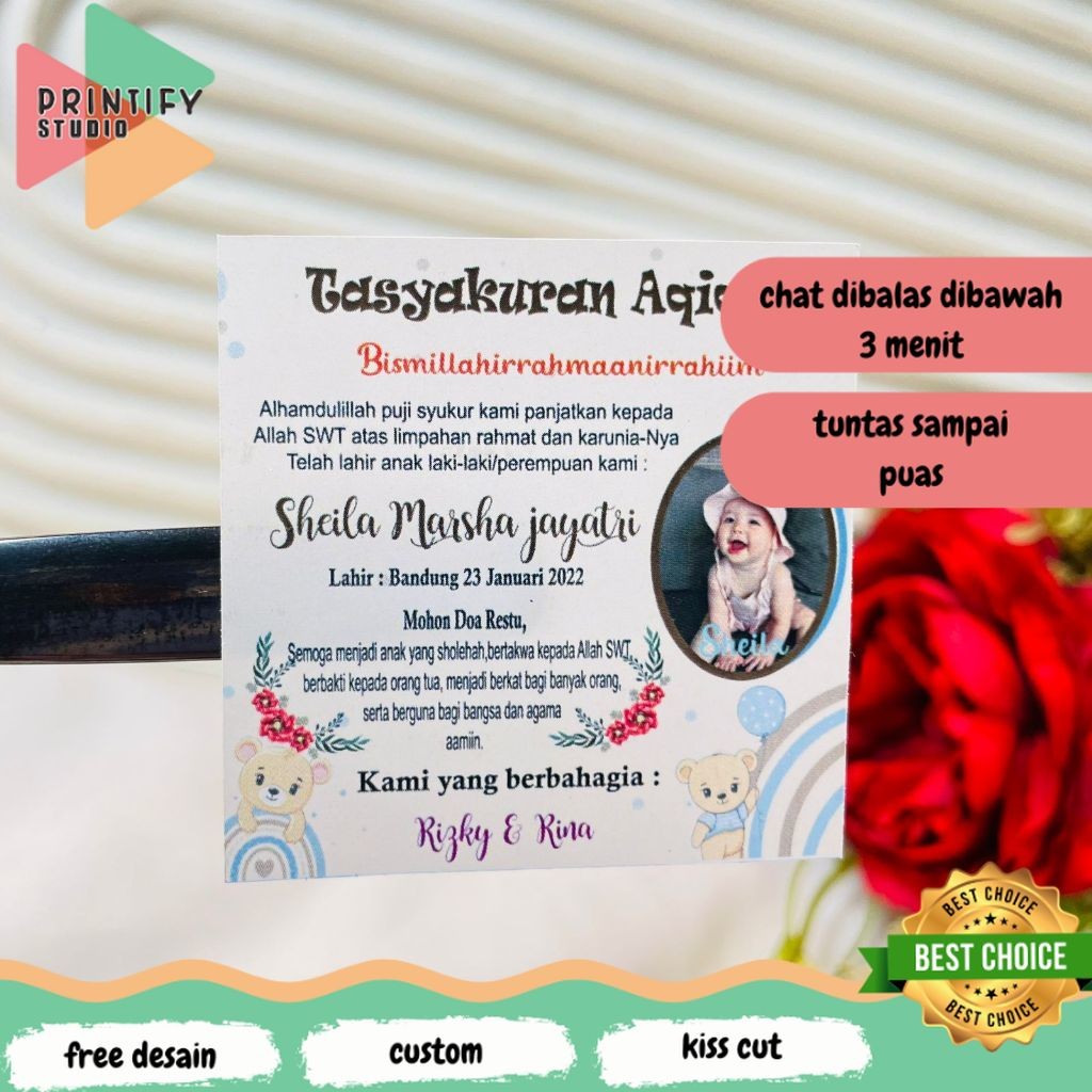 

Printify 2-4 Stiker Tasyakuran Aqiqah Bayi Sticker Syukuran Aqiqah Acara Aqiqah Anak Kotak Uk.Kecil
