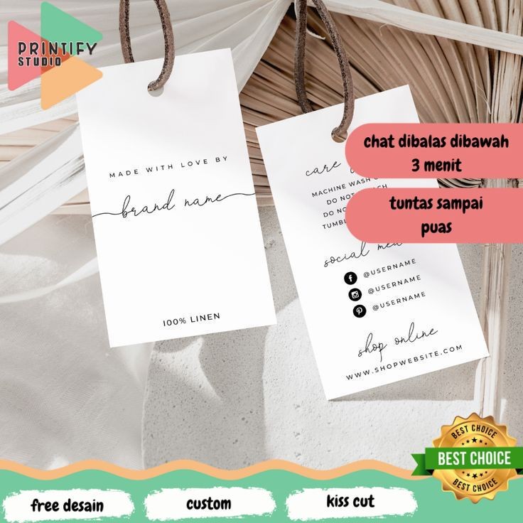 

Printify 4 2-7 Hang Tag Custom Label Baju Hangtag Hijab Jilbab Pakaian Thrift Per A3 Free Desain