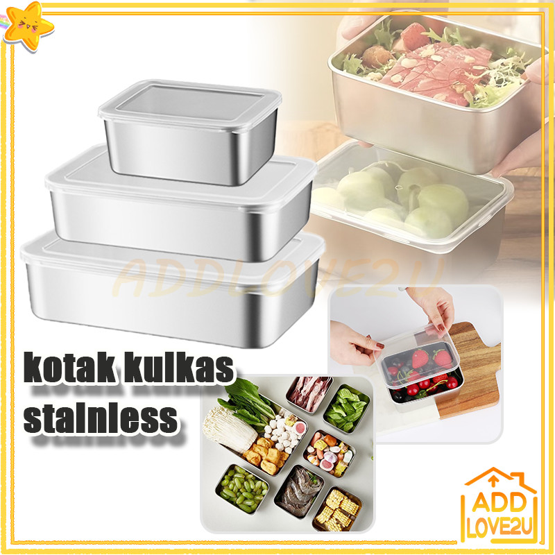 kotak kulkas stainless 304/Tempat Wadah Makanan Stainless steel/Kotak Makan Stainless Steel