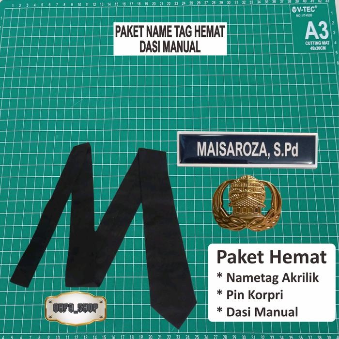 

[New Collection] Paket Hemat Name Tag ASN (Dasi Hitam, Nametag & Pin Korpri) Foto - DASI MANUAL, MAGNET