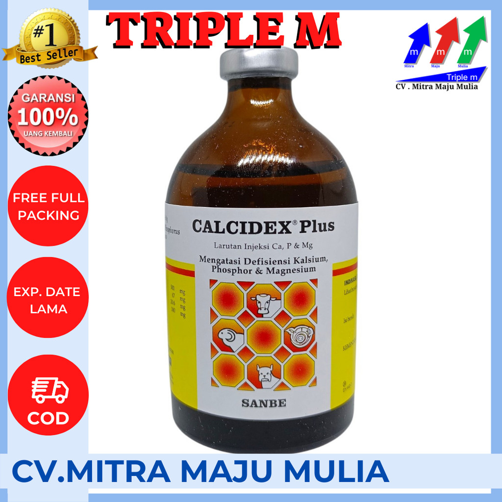 CALCIDEX PLUS Injeksi 100 ml Obat Sapi Kambing Lumpuh Injeksi Ampuh PT Sanbe Farma