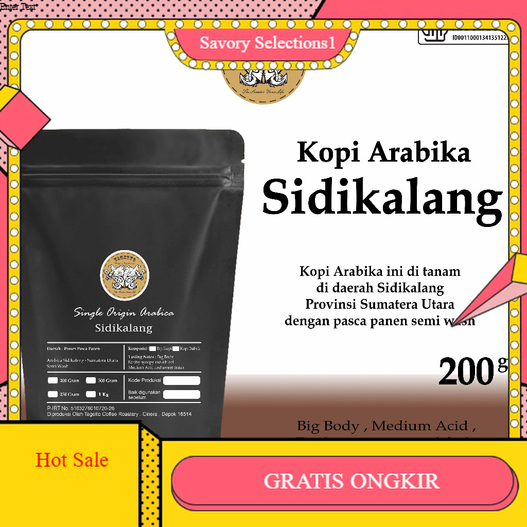 

【SAVORY】DISKON!! KOPI ARABIKA SIDIKALANG 200GR BIJI ATAU BUBUK