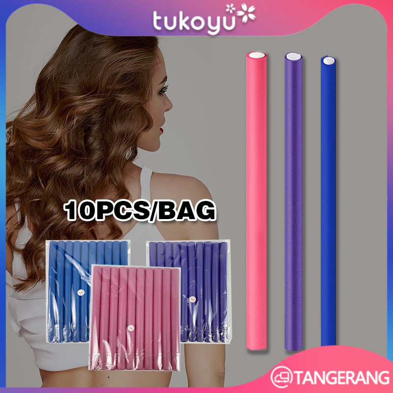 10pcs Alat Keriting Curly Hair Curler Pengikal Rambut Roll Rambut Sosis