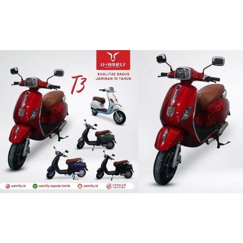 Sepeda Listrik Uwinfly T3 Model Vespa