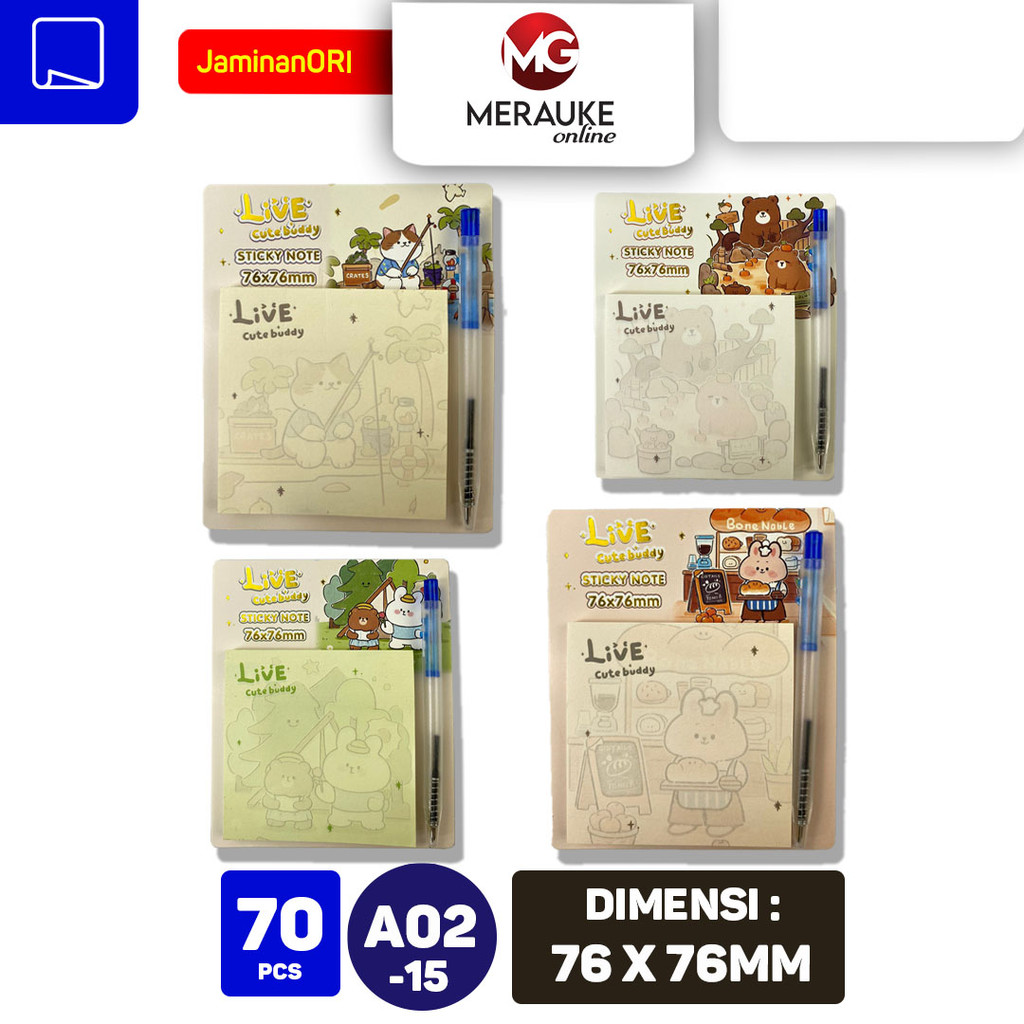 

JIN NA XING Sticky Notes + Ballpoint LIVE CUTE BUDDY A02-15