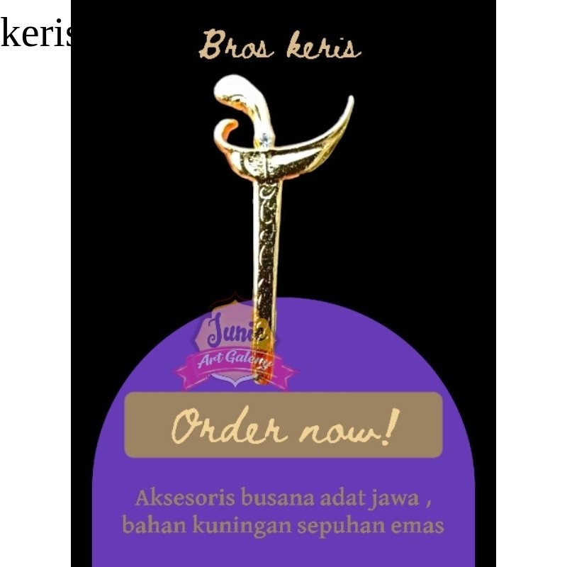 BROS KERIS / PIN KERIS SEPUH EMAS ASLI / BROS BESKAP BUSANA ADAT JAWA KEJAWEN / BROS ETNIK / BROS VI
