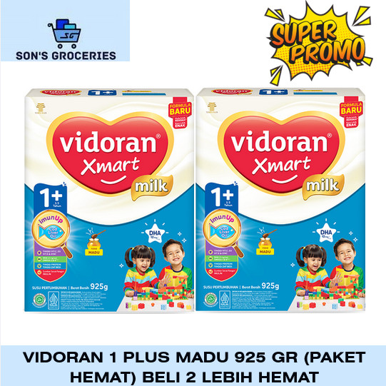 

(PAKET HEMAT) Vidoran Xmart1+ Madu 925G Susu Pertumbuhan anak