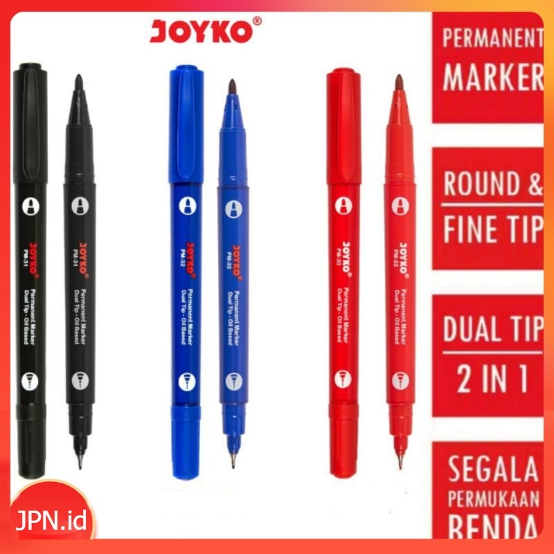 

Joyko Spidol Permanent 2 in 1 Dual Tip Waterproof Pulpen Spidol PCB OHP Spidol Kerja - Sekolah - JPN