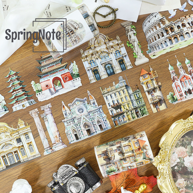 

2M/Roll World-Famous Landmarks Architecture PET Washi Tape Palace Decorative Tape For Sticker Scrapbooking Journal Loop:100cm