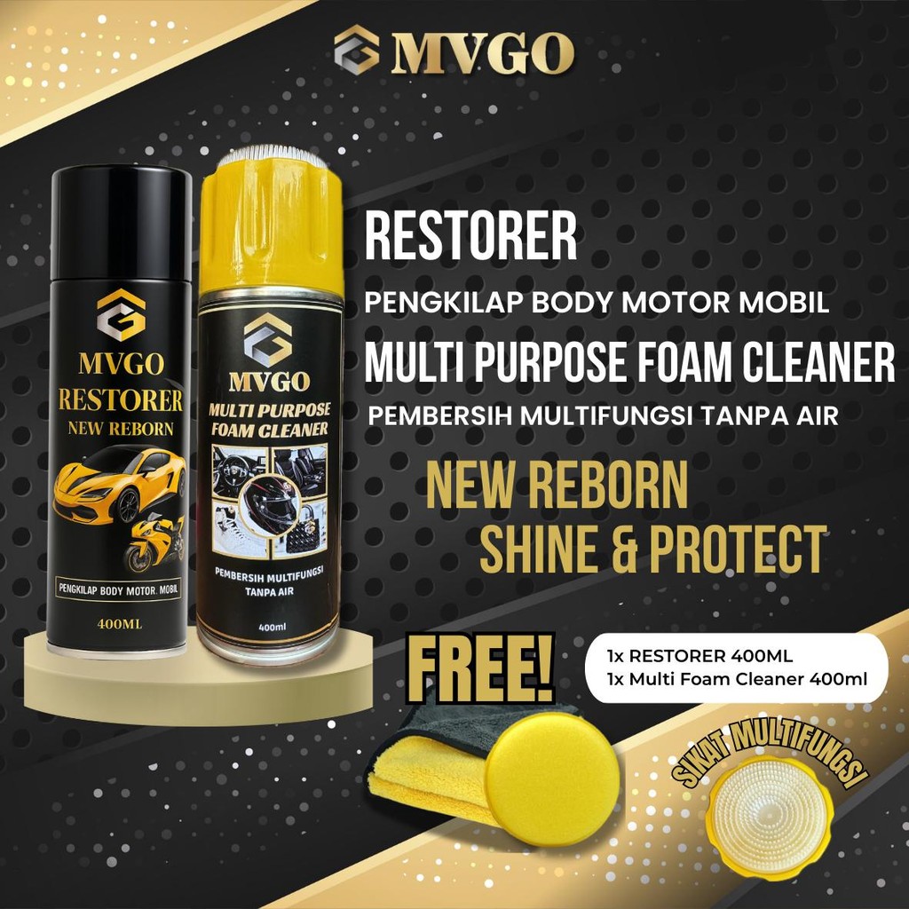 MVGO Restorer & Multi Purpose Foam Cleaner - Pengkilap Body Motor Mobil & Pembersih Multifungsi Tanp