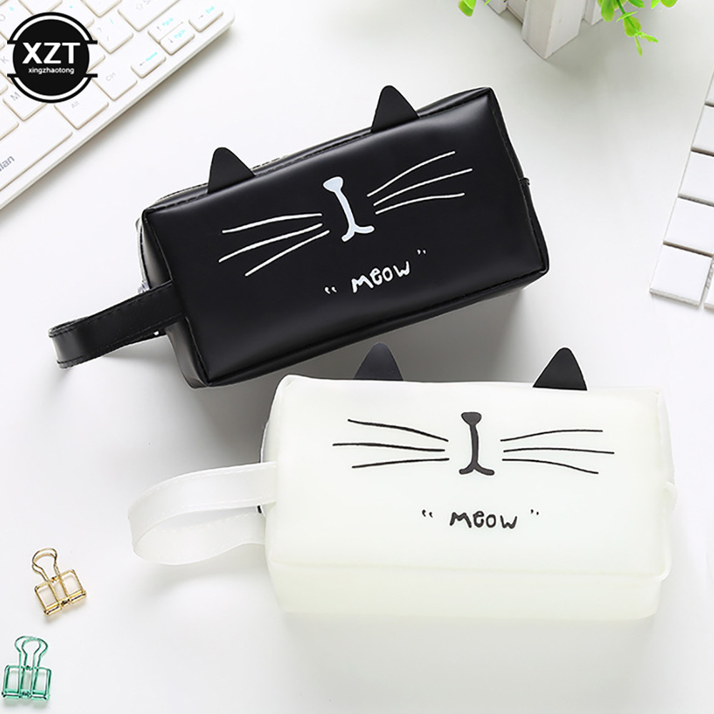 

Cute Cat Pencil Case Kawaii School Supplies Silica Big Pencil Box for Girls Pencil Bag Kawaii Pencilcase Stationery Gift