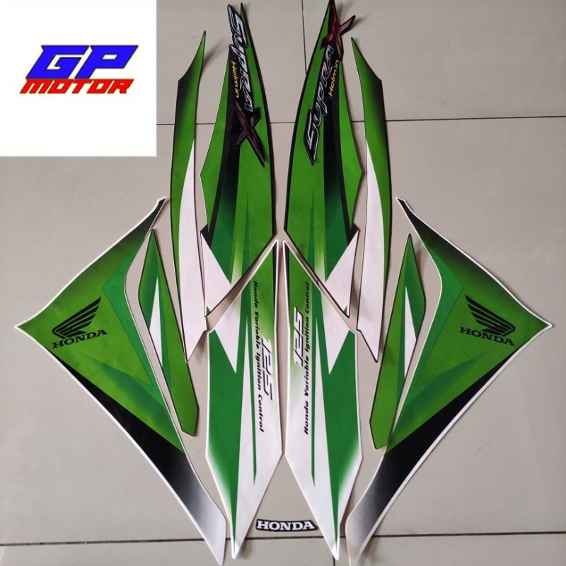 striping honda supra x 125 r helm in 2010 2011 hijau putih list body standar berkualitas terbaik
