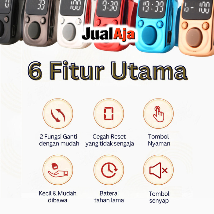 Tasbih Digital Charger LED Jam Digital  - Biru Muda