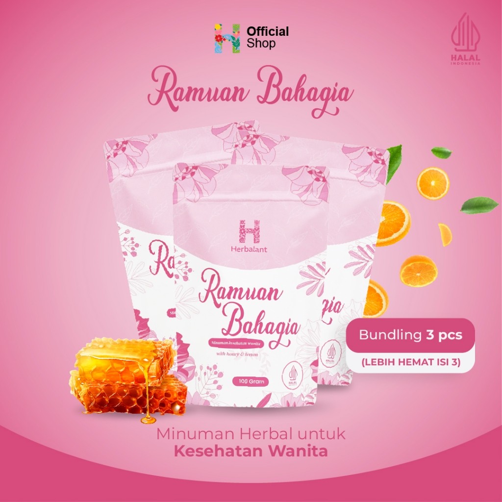 

Paket 3 Pcs Ramuan Bahagia Herbal Kesehatan Wanita terlambat haid / datang bulan & Asam Lambung Gerd