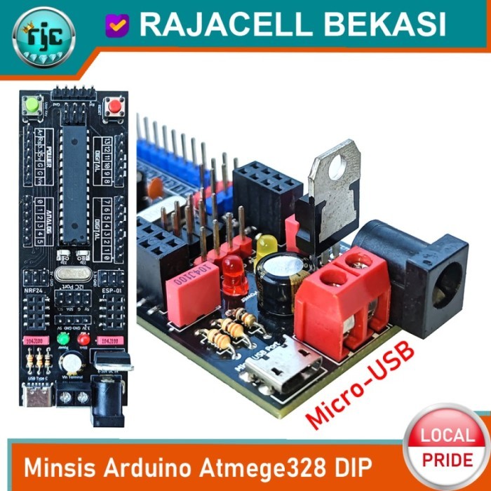 

AMD99 Board Minsis Minimal Sistem Atmega Arduinoo Uno Nano Atmega328P Atmega8 DIP - Micro USB, Board Only